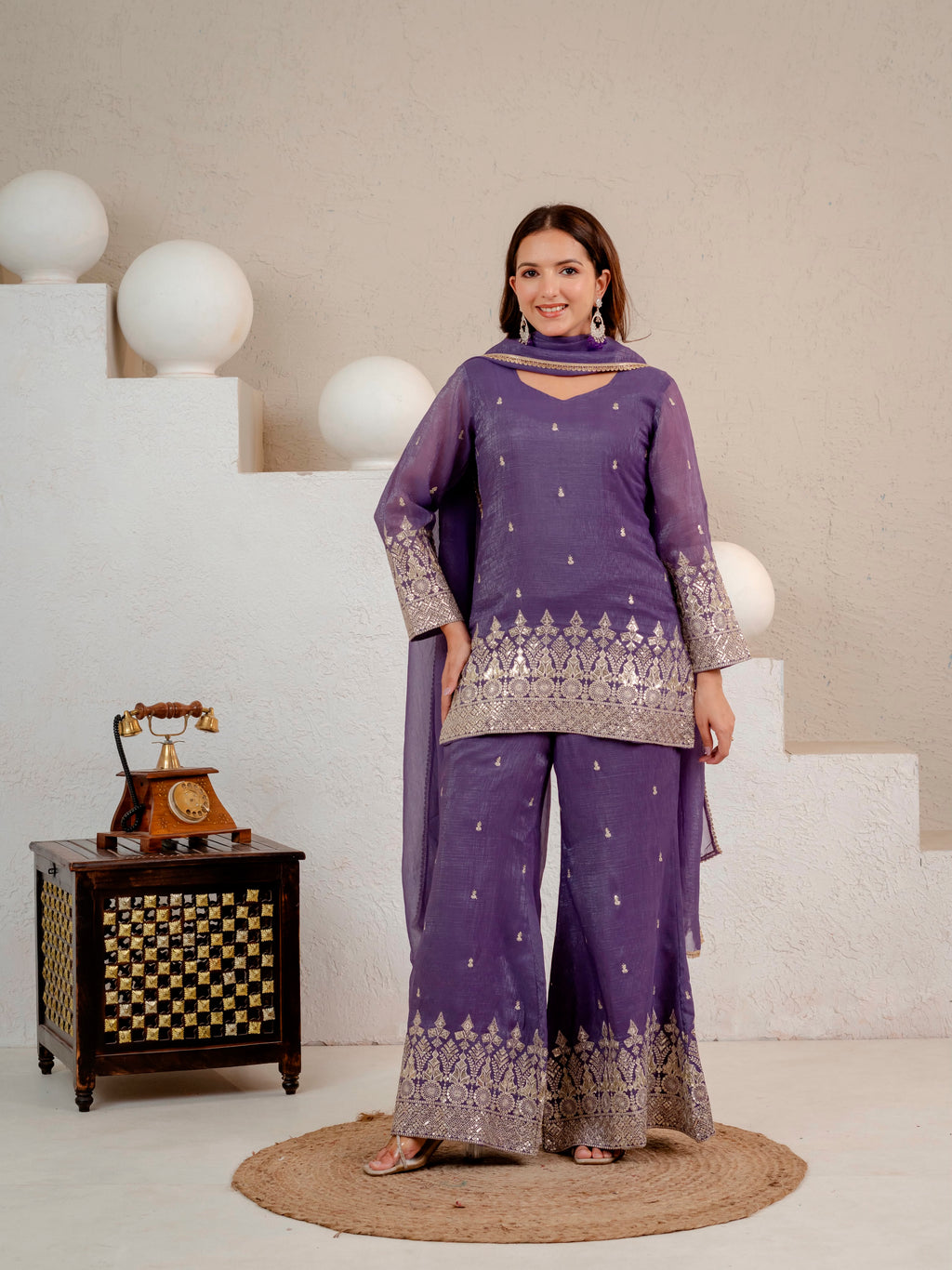 Designer Party Wear Look Top Plazzo