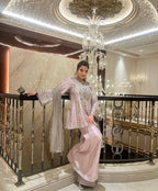 HEAVY NATURAL CREAP TOP SHARARA DUPATTA