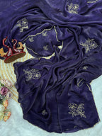 Soft  Space Silk Purple Saree