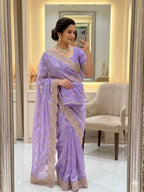 Space Sattin Muti Sequence Emrodairy Work Saree