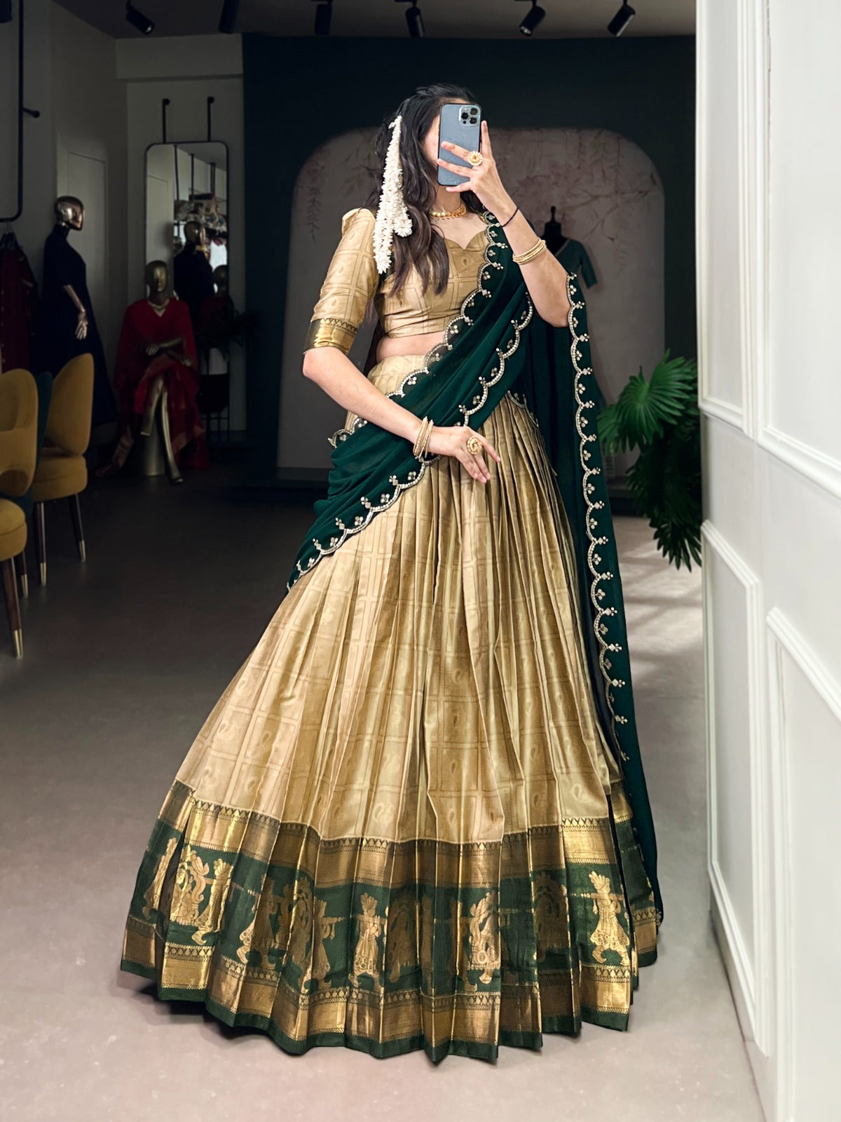 Poly Cotton Lahenga with Multi color