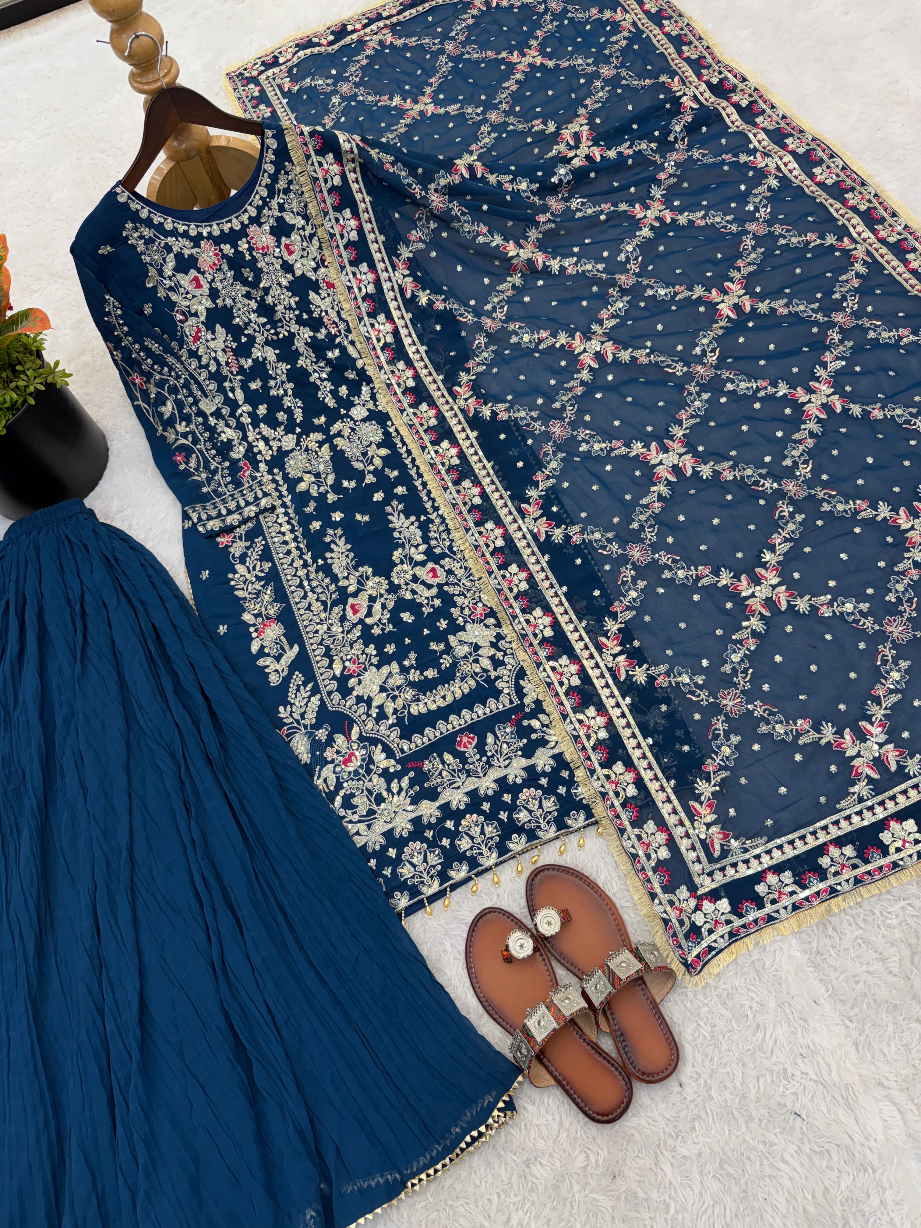 Heavy Faux Georgette Top Plazzo