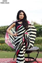 Smooth Satin Georgette Gemotrical Strips Print