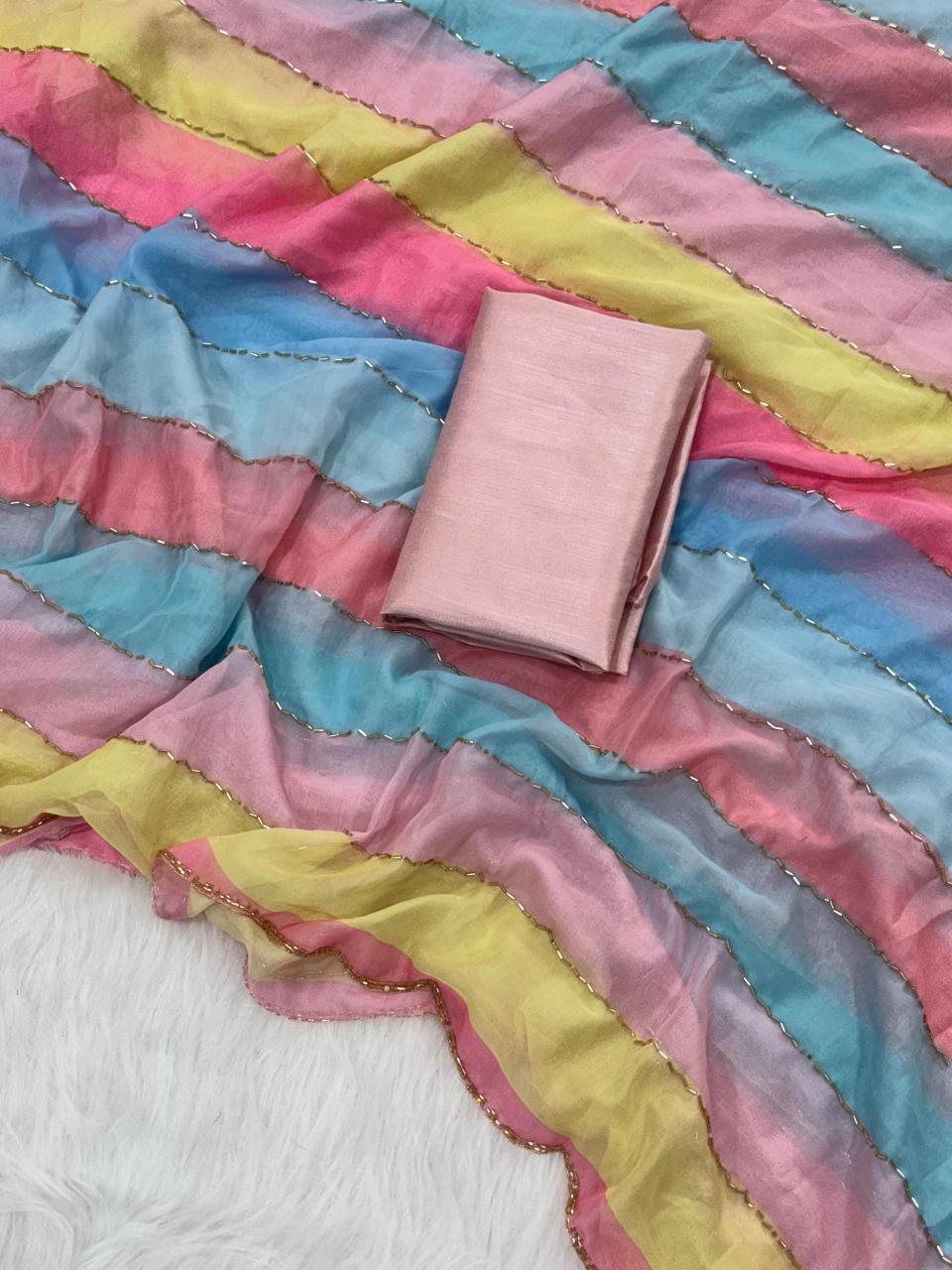 PURE SOFT ORGANZA TABBY SILK SAREE