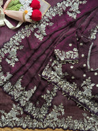 SOFT SPACE SILK SATIN CRUSH SAREE