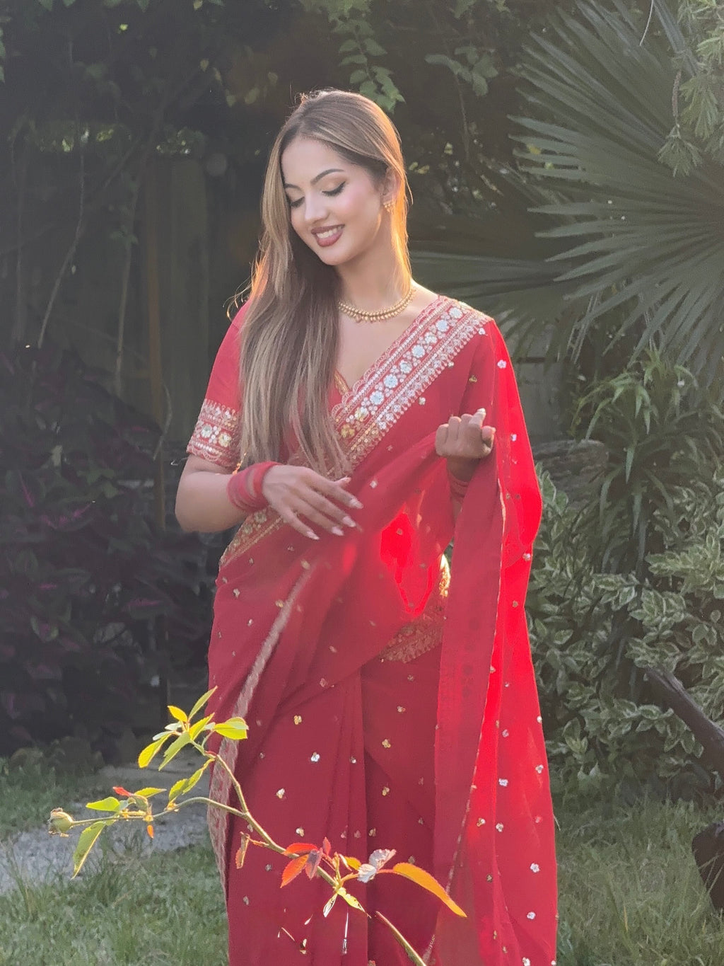 Wedding Special Pure Georgette Sequance  Saree