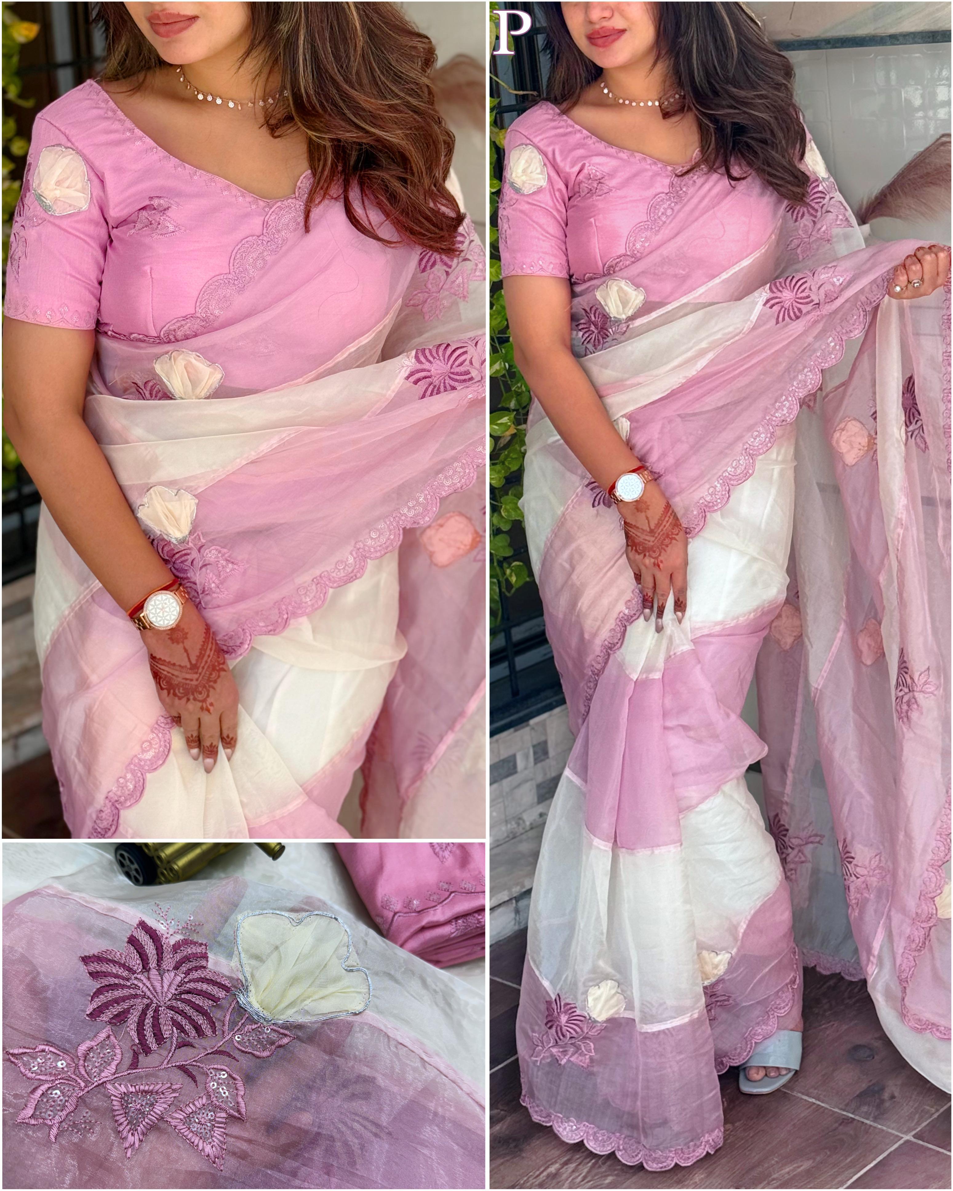 CRYSTAL ORGANZA SAREE