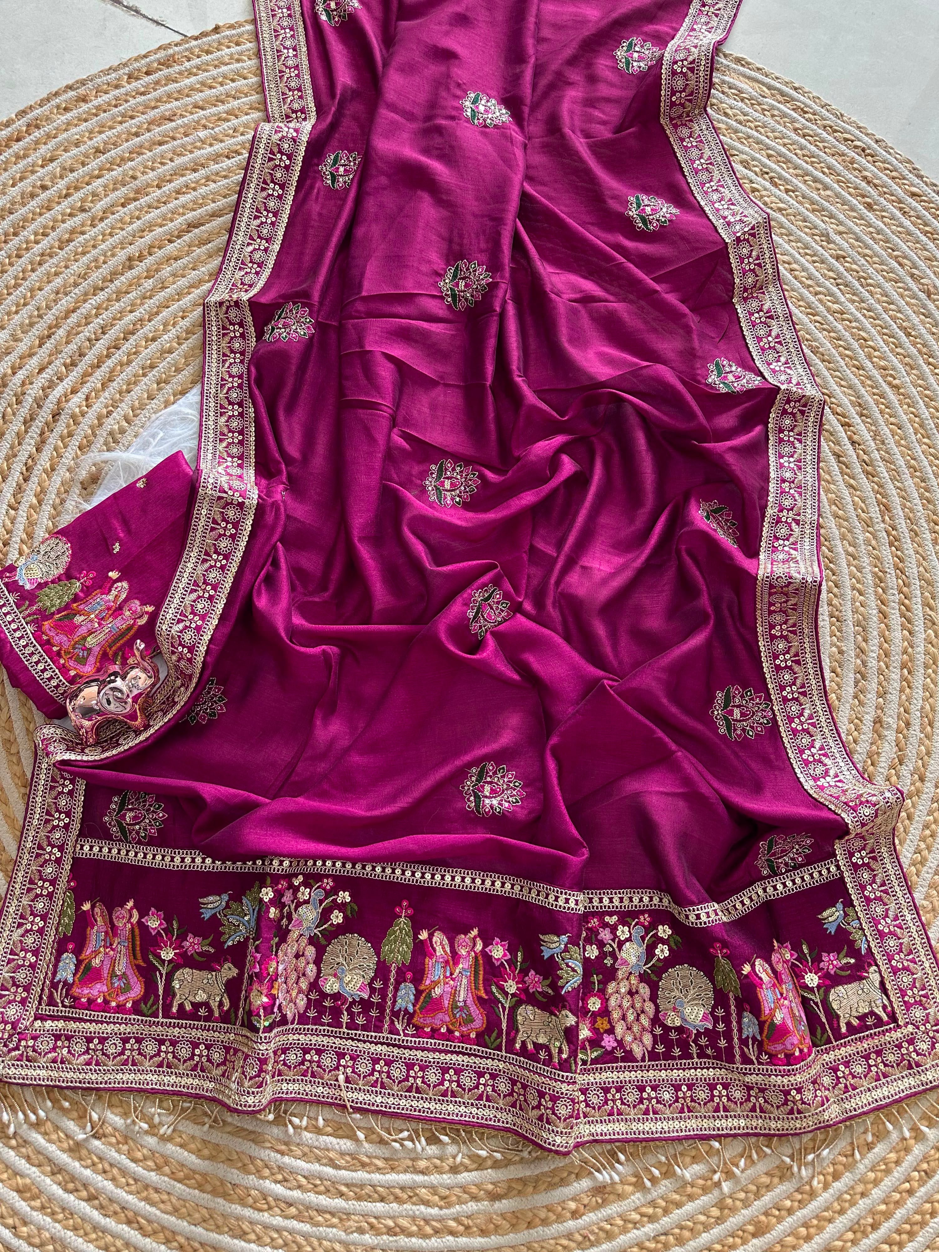 Very Soft nd Elegant Rich look vichitra silk saree