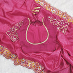 Premium Gold Crush Pink Saree