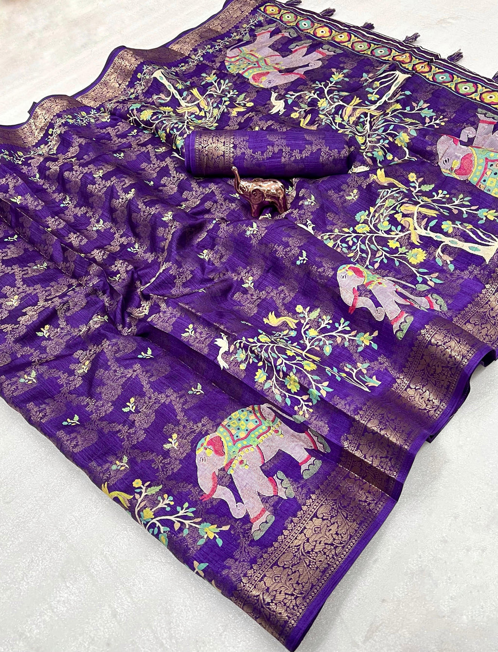 Heavy Purple Tussur Silk Saree