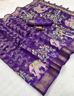Heavy Purple Tussur Silk Saree