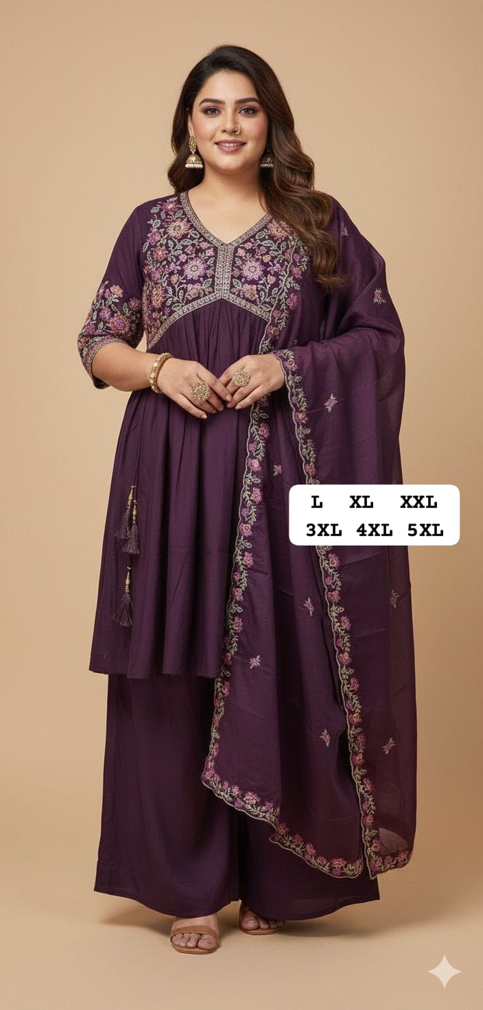 Heavy quality Maslin Silk Aliya Cut Kurti Plazzo