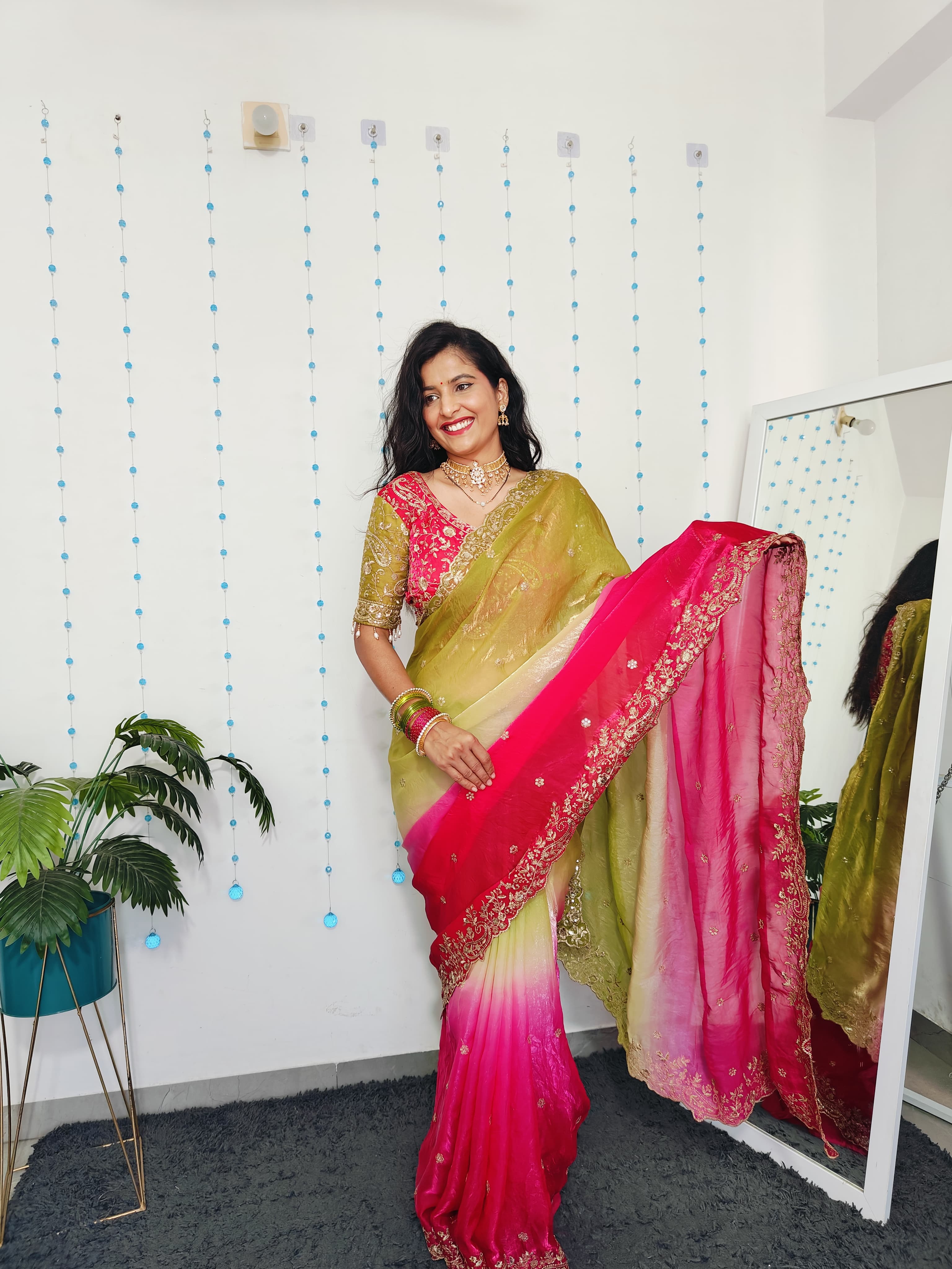 Wedding Fendy Sartin 2D Color Embroidery Saree