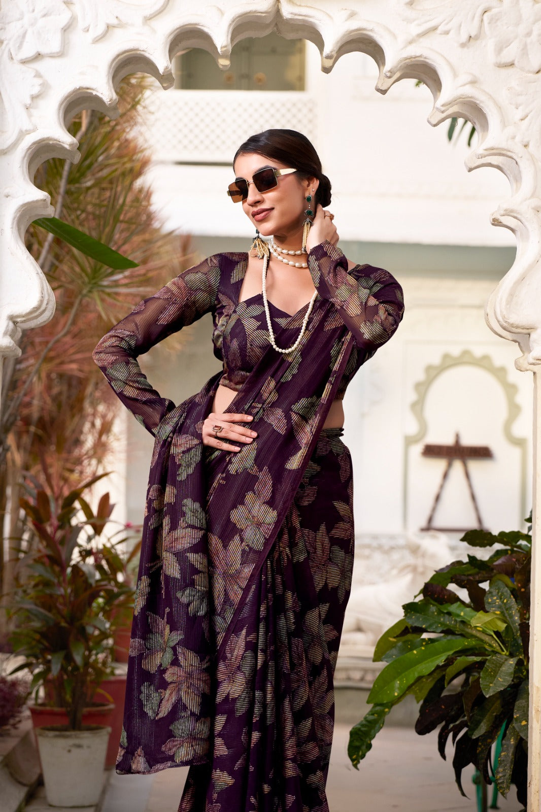 FLORAL LUREX BRASSO SAREE👗