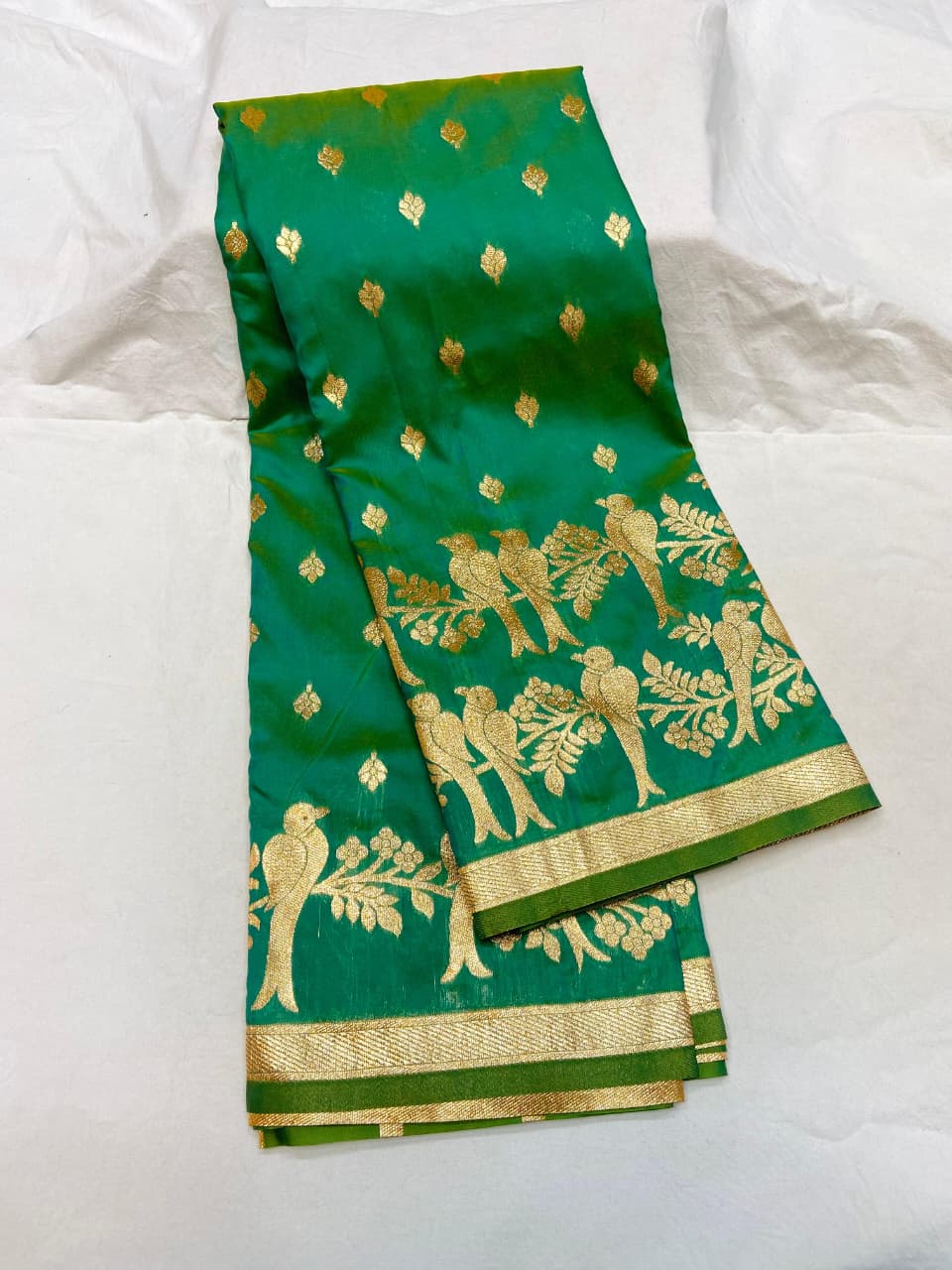 Soft Banarasi Silk Saree Couple Parrot Desgin