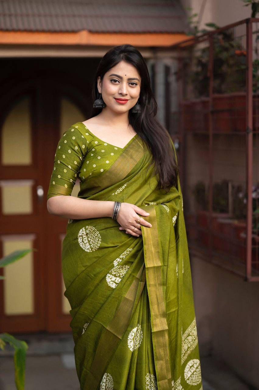 Soft Cotton Crape Batik Prints Saree