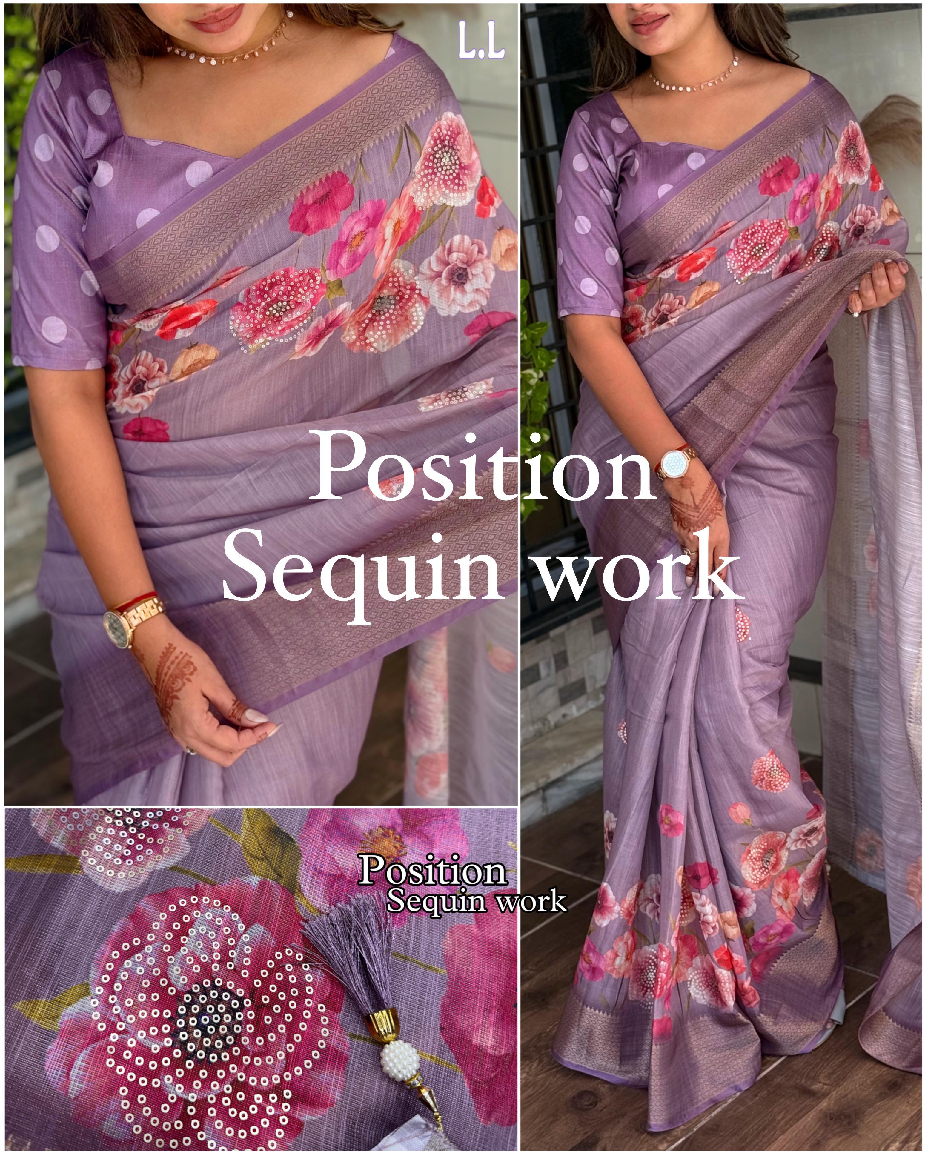 POSITION SEQUIN WORK SAREE