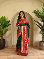 Dual tone silk sarees with all over zari weaves