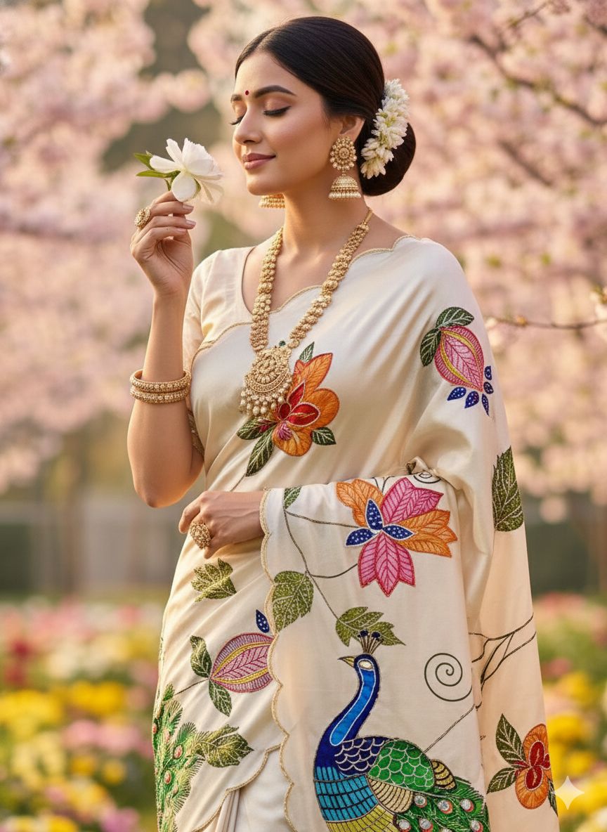 Handwork Elegance & Digital Print Saree