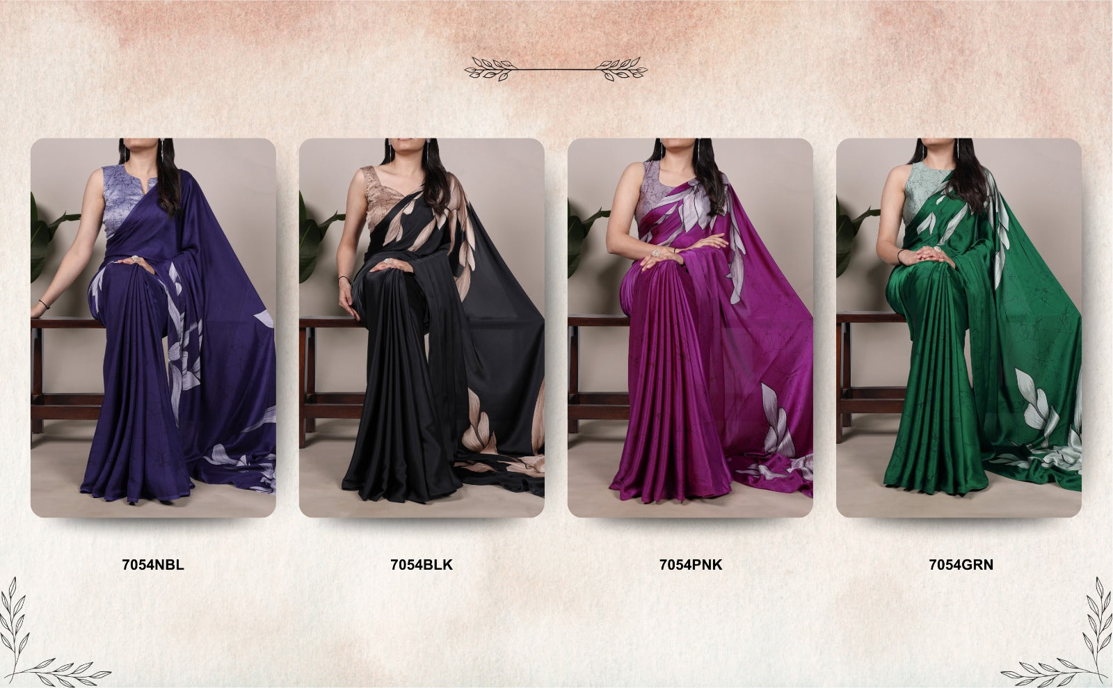 Floral Printed Satin Silk Saree