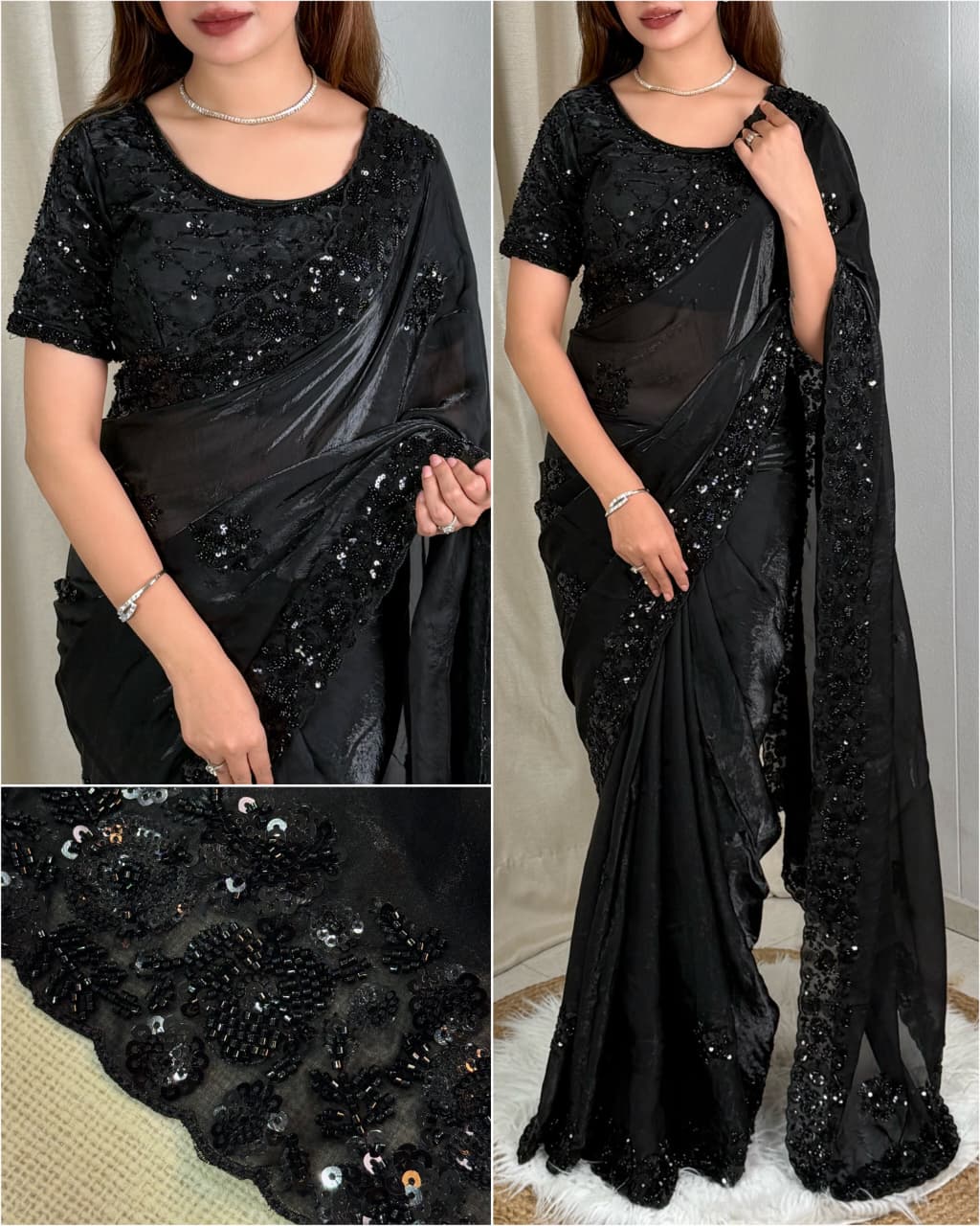 Bollywood Nafiza Fandy Satin Saree