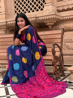 Pure Moss Bandhni Saree