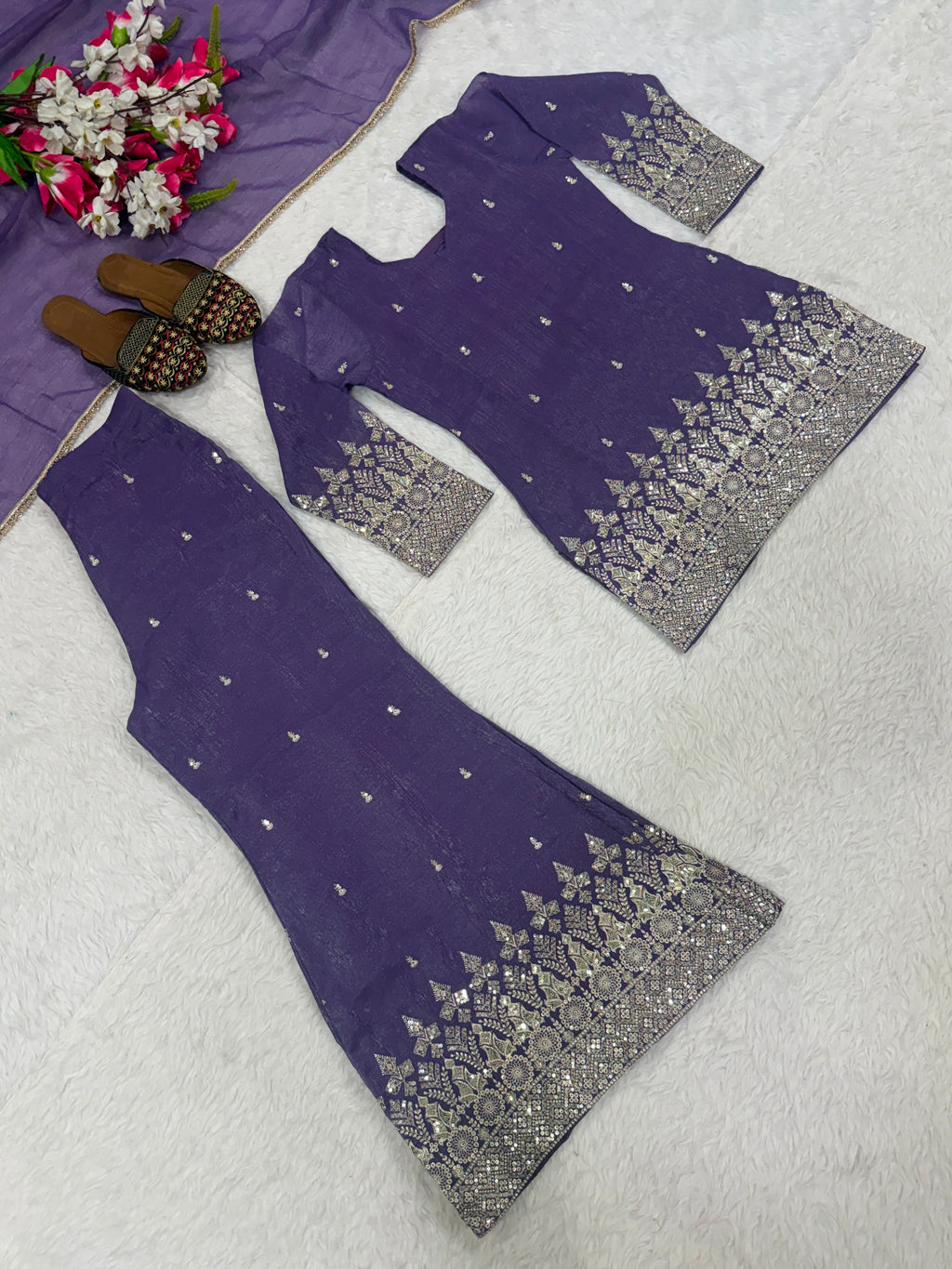 Designer Party Wear Look Top Plazzo
