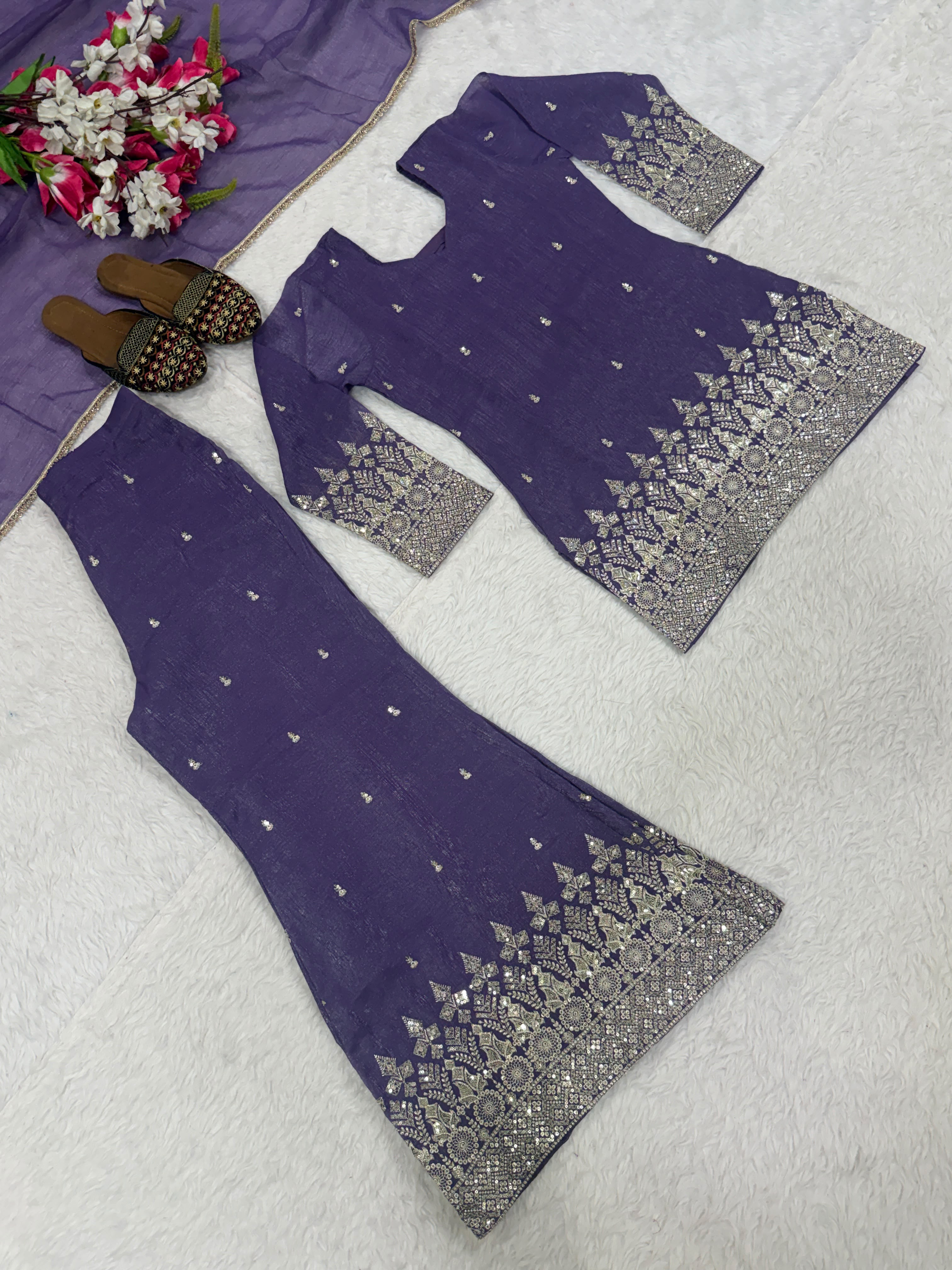 Designer Party Wear Look Top Plazzo