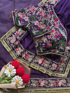 Soft Rangoli Silk Fabric Purple Saree