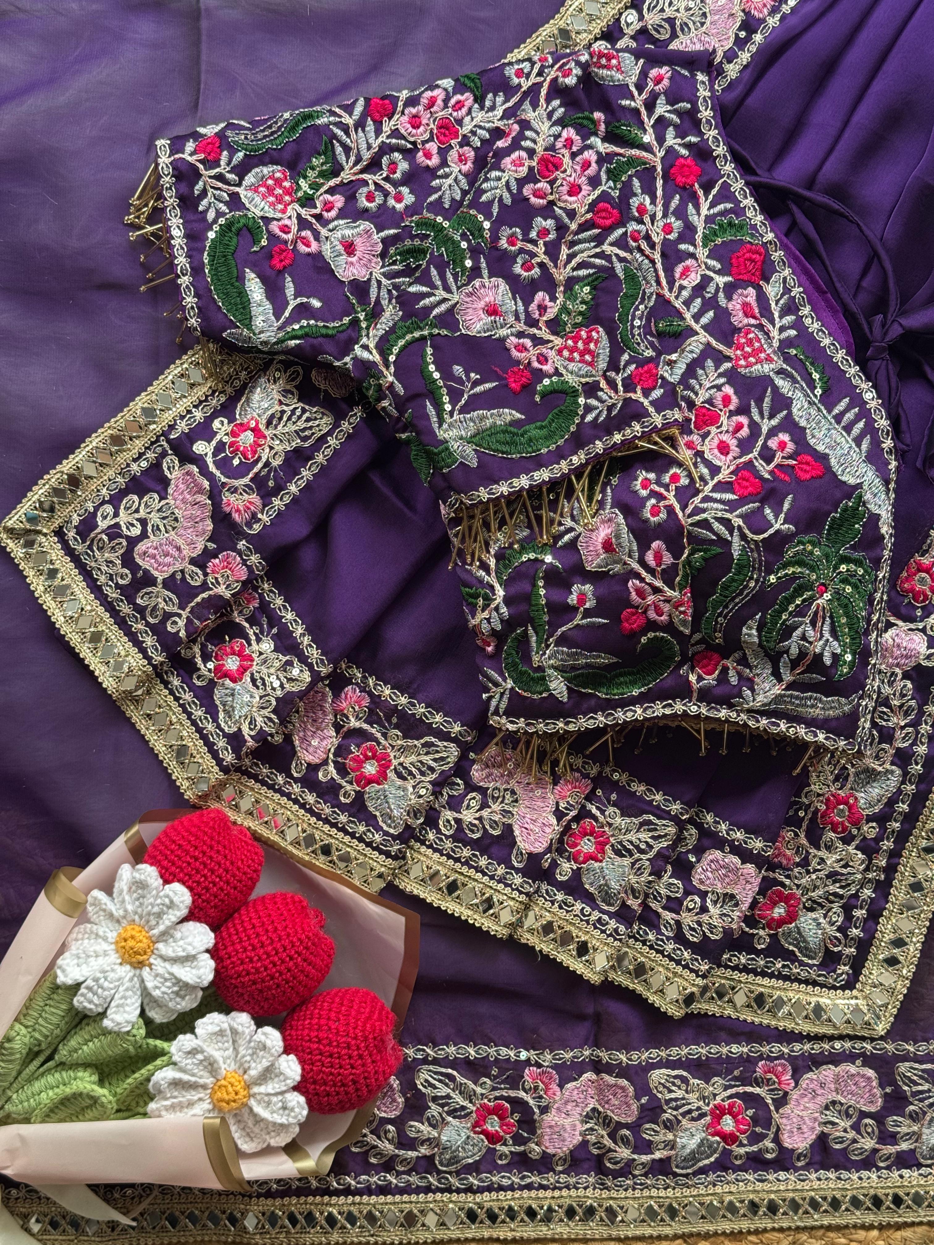 Soft Rangoli Silk Fabric Purple Saree