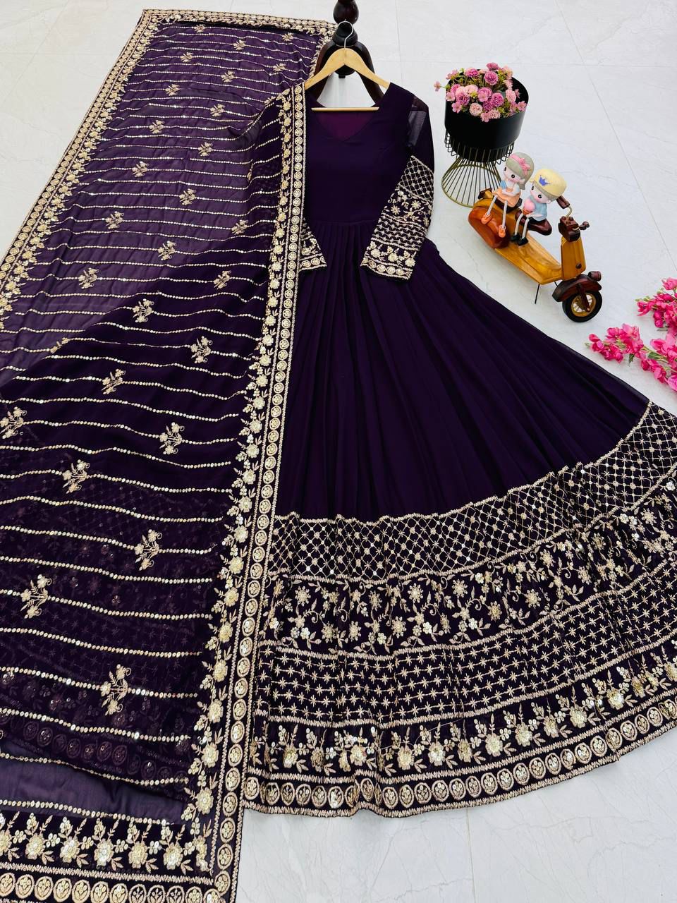 Designer Embroidered Anarkali Gown Dupatta Collection