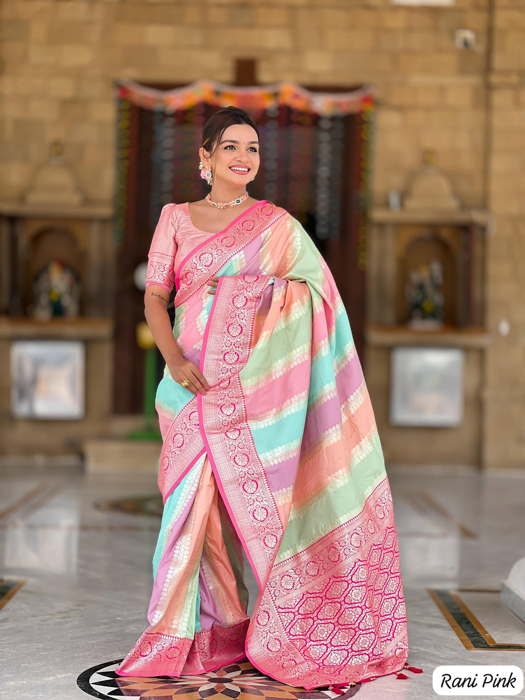 Soft Banarasi Multi Color Saree