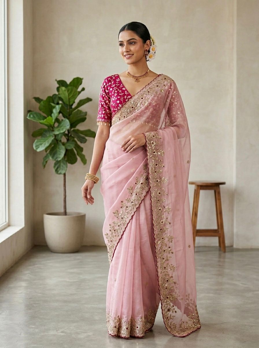 Wedding Perfect Soft Satin Silk Sequence Saree