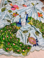 Handwork Elegance & Digital Print Saree