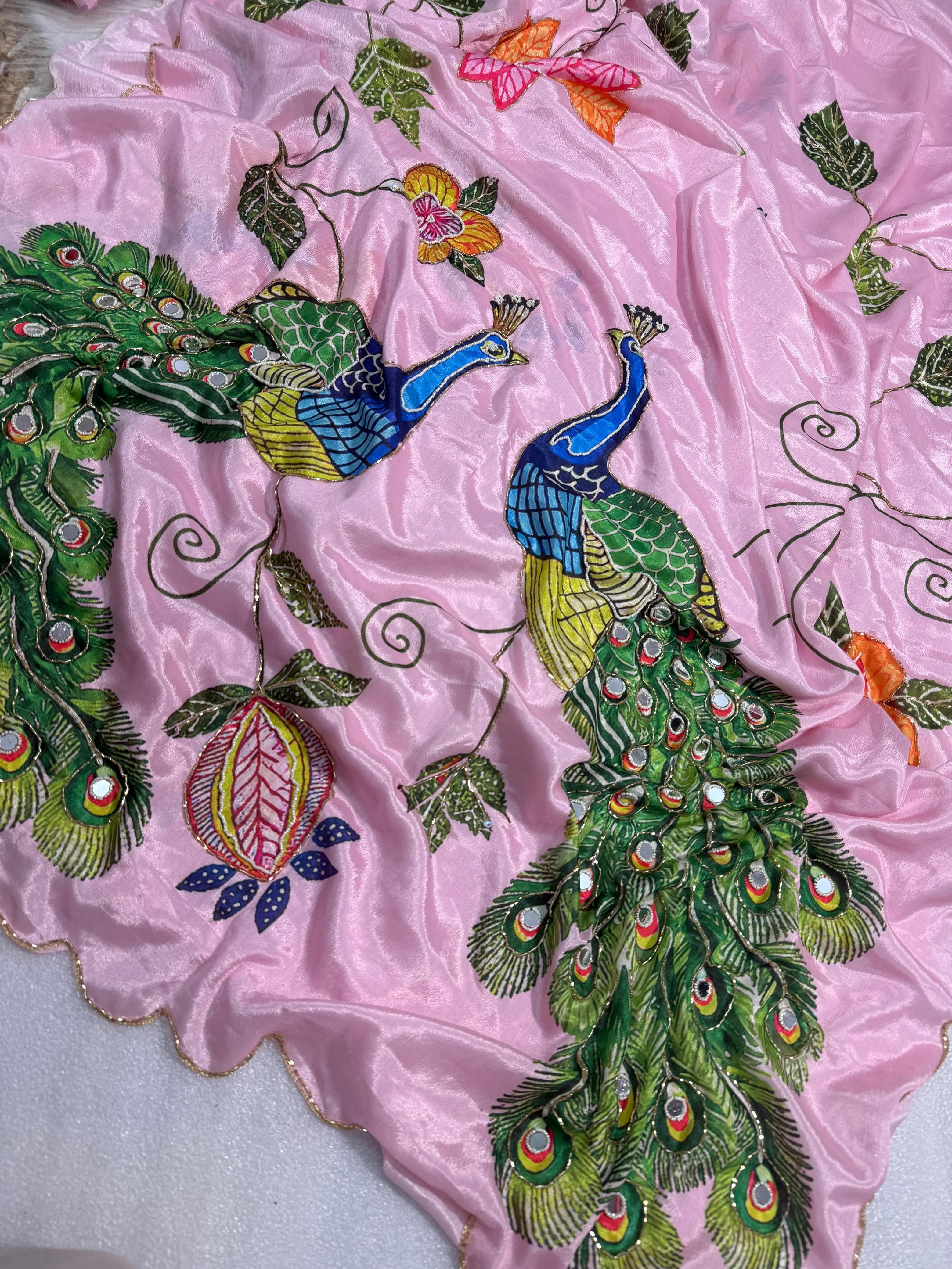 Handwork Elegance & Digital Print Saree