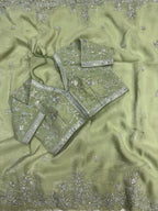 Crunchy Silk Fabric 3MM Sequence Saree