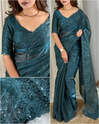 GLASS SATIN SEQUENCE SAREE