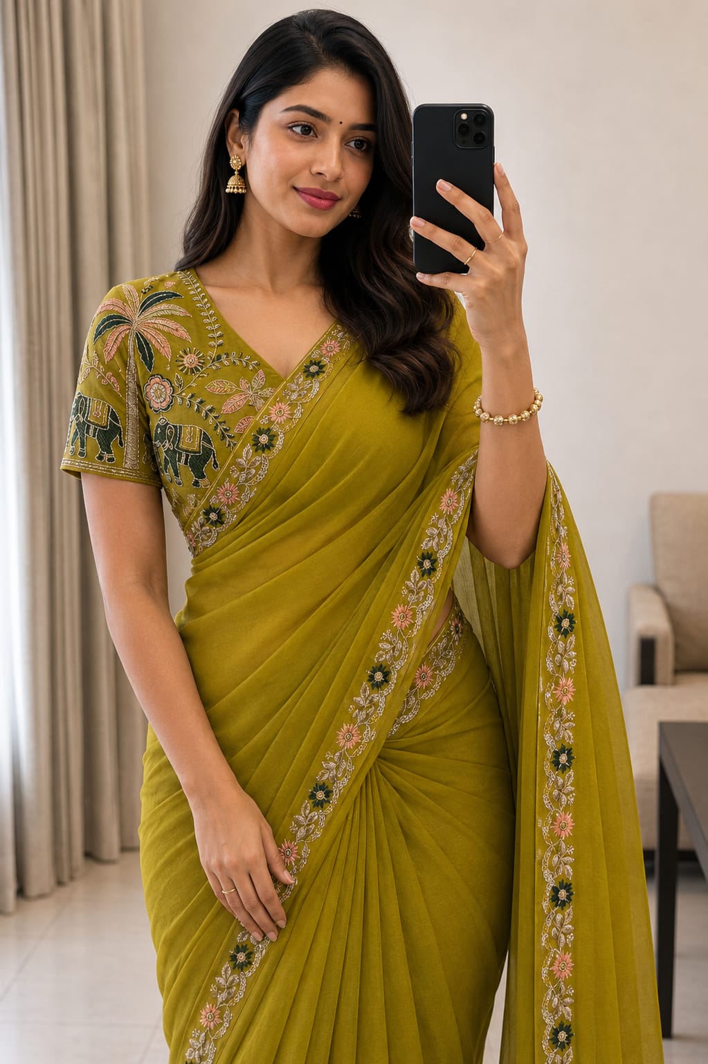 Star Georgette Multi Emrodairy Sequence Saree