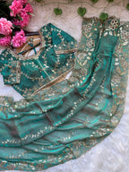 Fendy Chiffon Fabric  Beautiful Embroidery Wedding Saree
