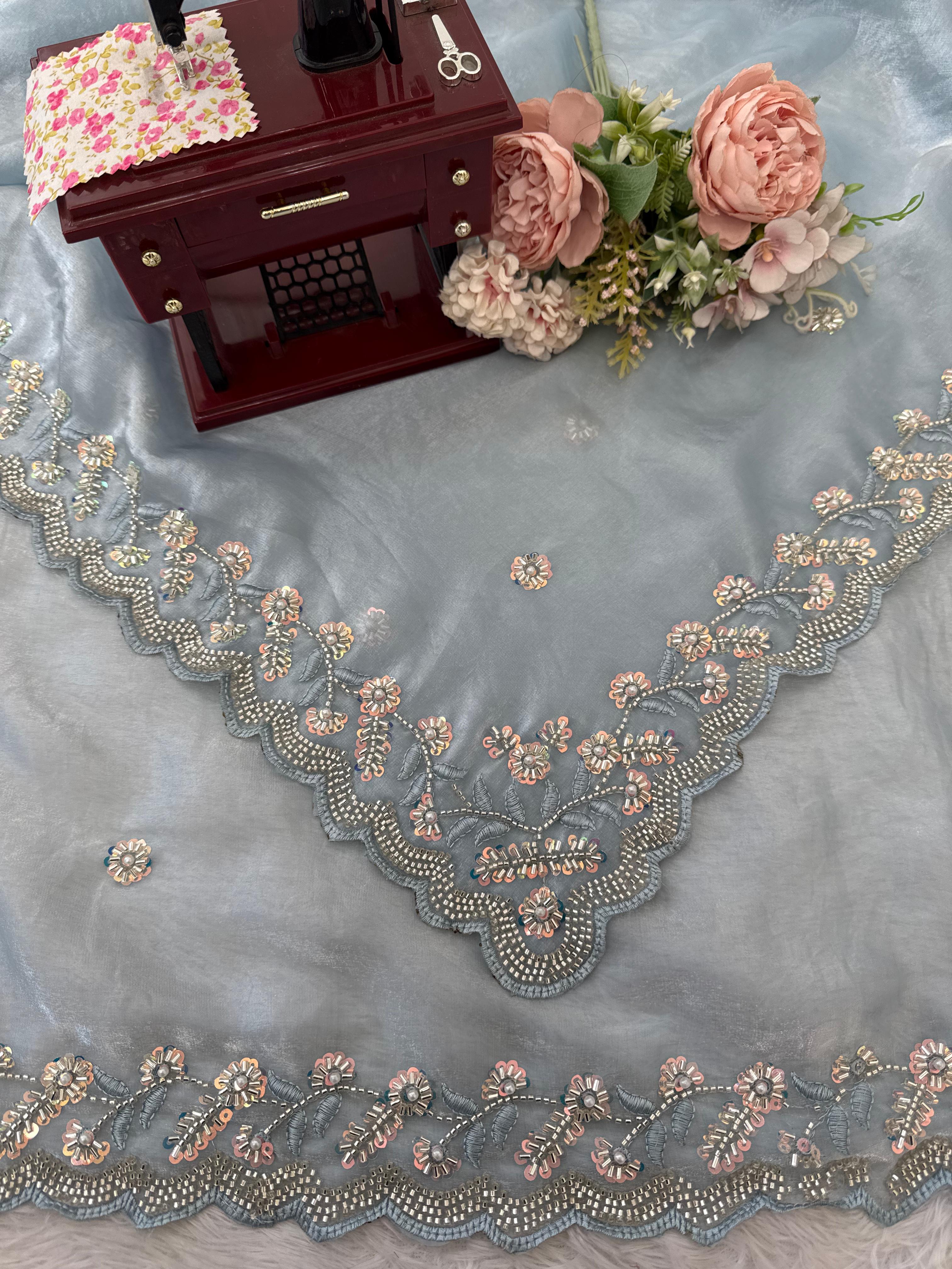 Fendy Silk Sky Wedding Saree