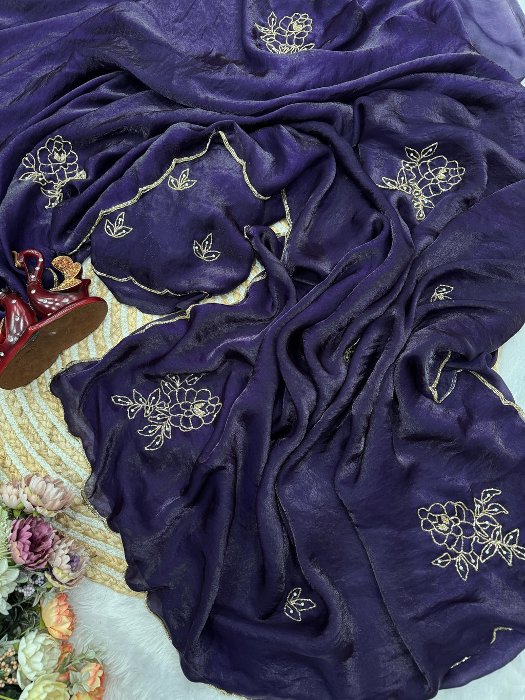 Soft  Space Silk Purple Saree