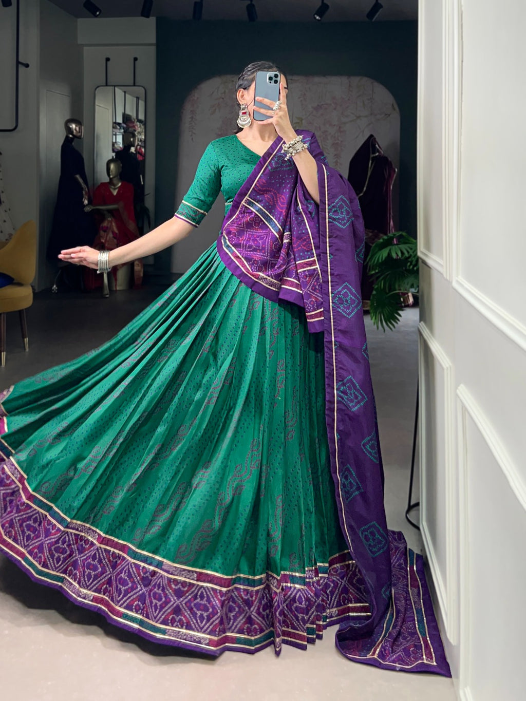 Tasar Silk Bandhej Lahenga