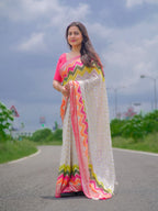 New Premium Hand Painted Pure Georgette Saree