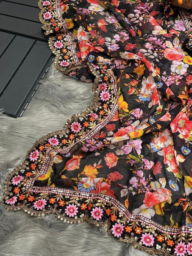 Beautiful digital print Goregette Saree