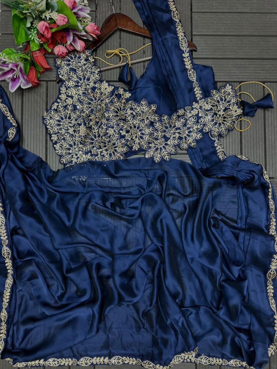 Embroidery Coding Pink Saree