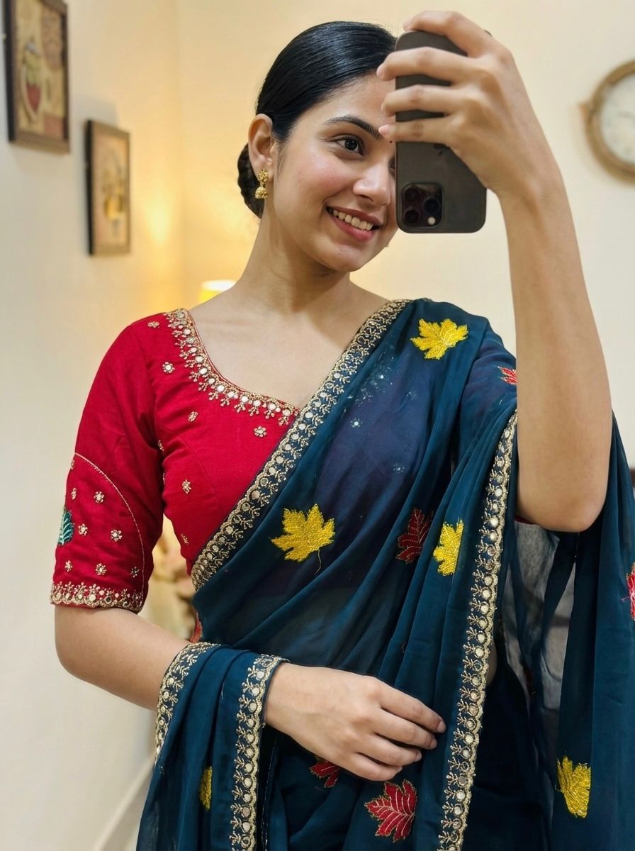 Soft Rangoli Silk Saree With Embroidery Work