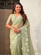 Pure Chanda Kora Silk Saree