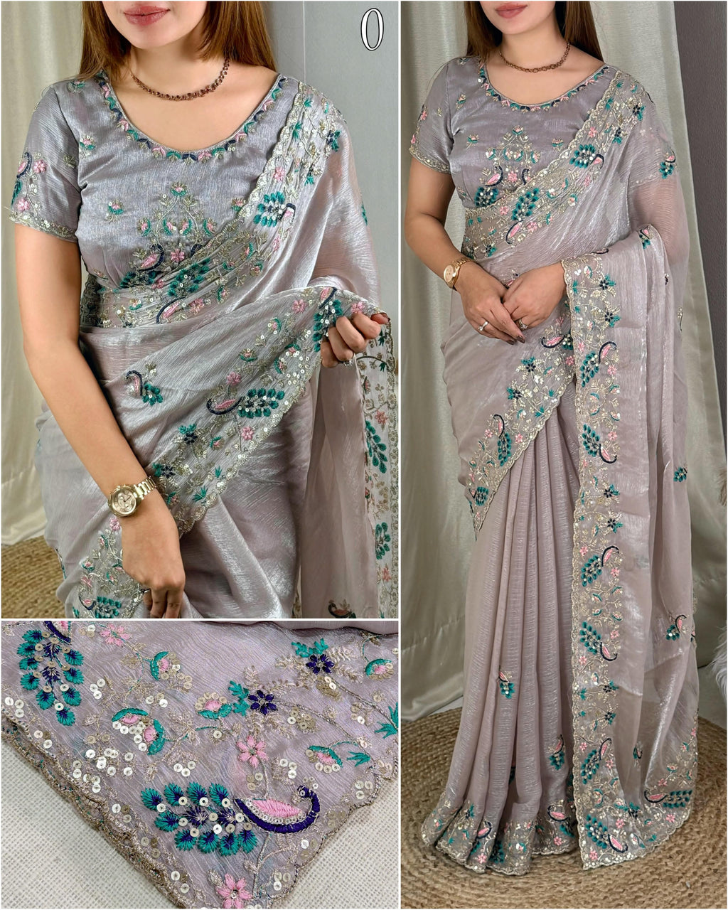 Gangaur Peacock Fandy Chiffon Saree