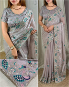 Gangaur Peacock Fandy Chiffon Saree