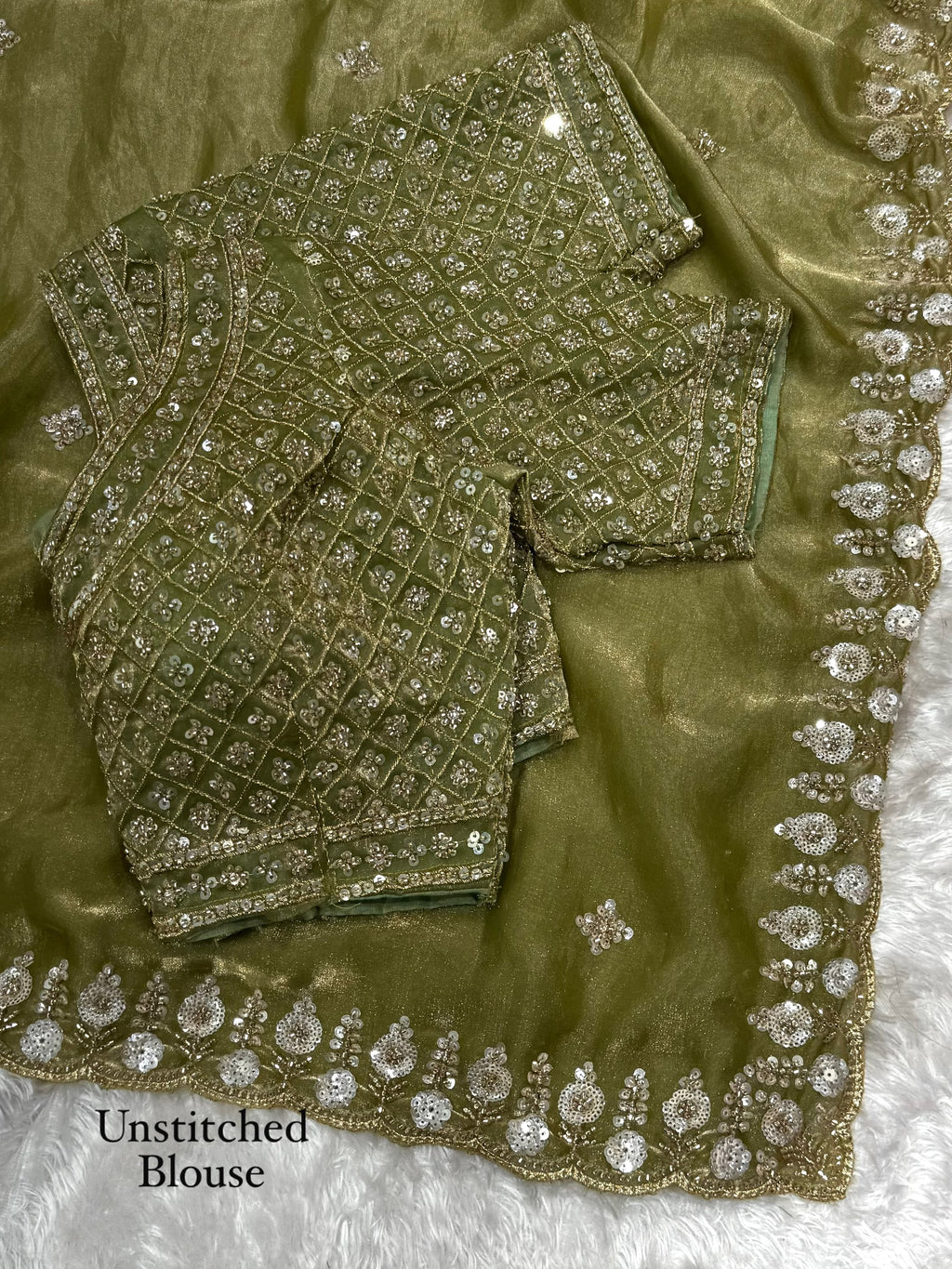 The ethereal Fandy satin fabric Saree